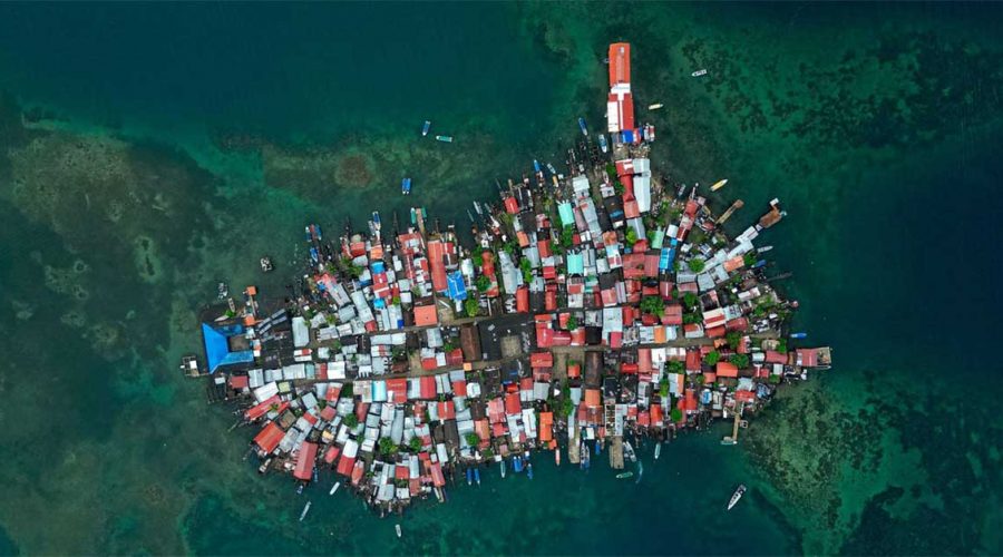 Aerial view of Carti Sugtupu Island in the Guna Yala region, on the Caribbean coast of Panama. Photo AFP Image